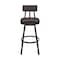 Armen Living Jinab Swivel Bar Stool in Brown Metal with Brown Faux Leather 840254335257 - alternate 9